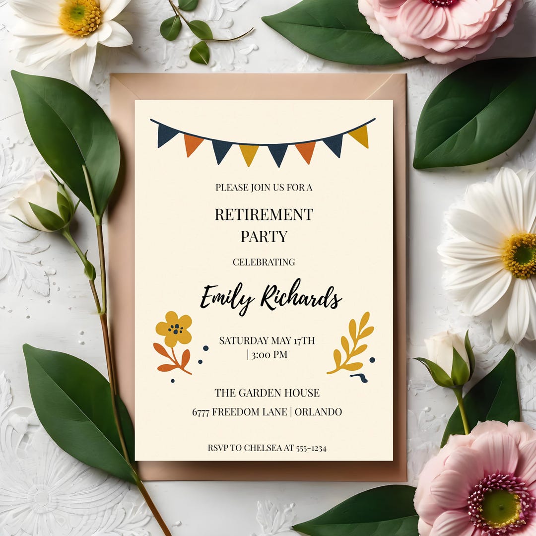 Editable Retirement Party Invitation | Adult Celebration Template ...