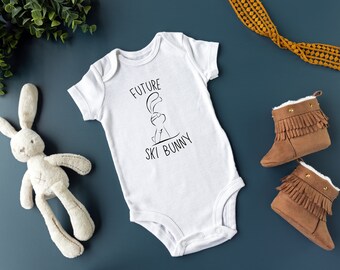 Funny Baby Ski Onesie, Future Ski Bunny, Baby shower gift for skiers, funny unique baby gift ideas for active parents