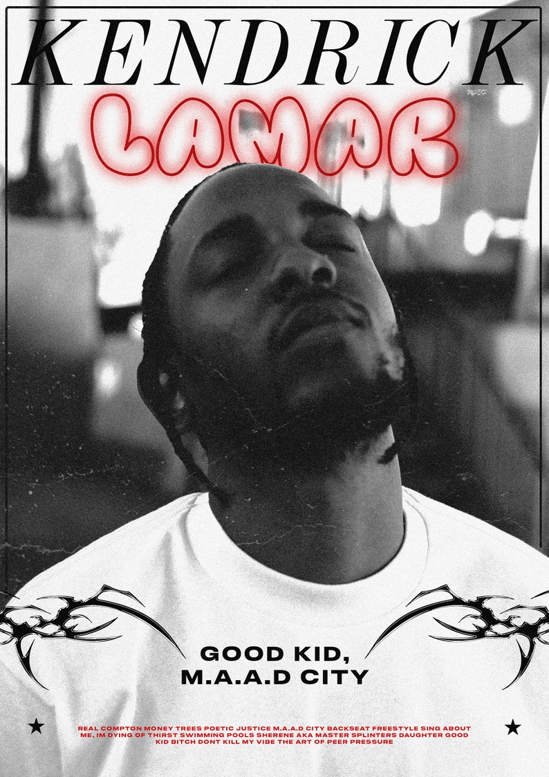 Aesthetic Kendrick Lamar Artist Poster for Good kid, M.a.a.d City Album High Quality A4 A3 image 2