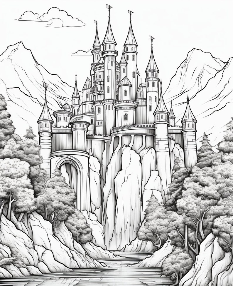113 Unique Fantasy Castle Coloring Pages Family Activity - Etsy