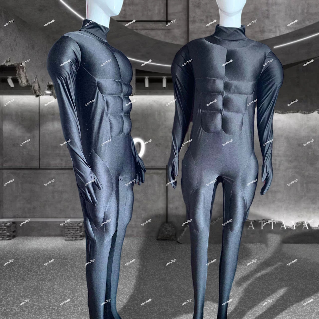 Black Muscle Body Suit for Cosplay Costume Halloween Male Etsy