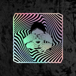 Trippy Optical Illusion Sticker: Psychedelic Surreal Art Decal