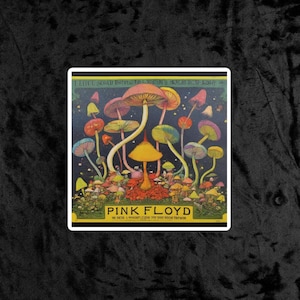 Sticker Pink Floyd Mushroom | Vinylsticker Trippy Forest Fungi | Sticker psychedelische rock voor laptops, gitaren en tijdschriften