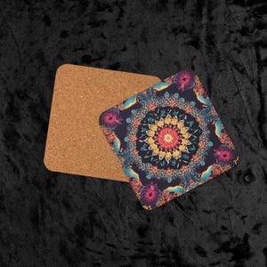 Psychedelic Mandala Coaster: Trippy Kaleidoscope Cork Drink Mat