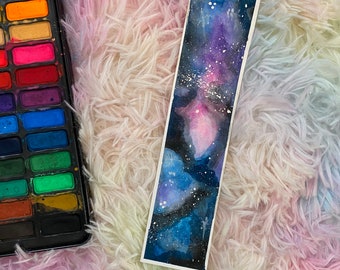 Hand Painted Galaxy Space Watercolor Bookmark, Bookmark, Custom Bookmark, Reader Gift, School Supplies