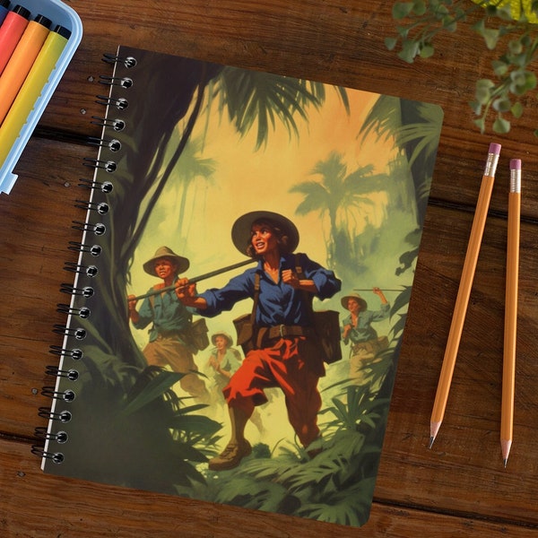 Diario inspirado en Tarzán, cuaderno divertido de mazmorras y dragones, diario forrado de Indiana Jones, regalo único para ella, diario de Disney Jungle Cruise