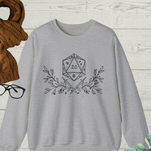 D20 Unisex Sweater, Cozy Game Night Sweatshirt, Multiple Colors, Dungeon Master Gift, Geeky Gamer Girl Gift, Nerdy Mom Gift, DnD Accessories