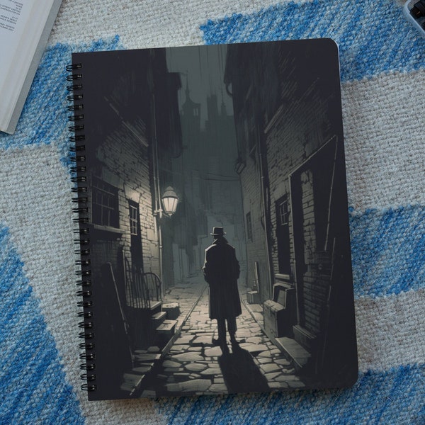 Retro Detective Lined Journal, Mystery Thriller Writer Gift, Sin City Inspired Lined Journal, Noire Spiral Bound Notebook, Science Fiction