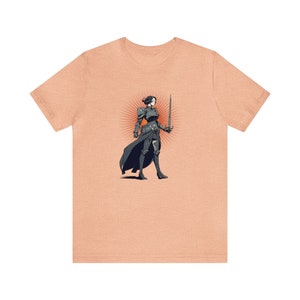 Lady Knight Unisex Tshirt, Cozy Game Night Shirt, Geeky Girl Gift, Dungeon Master Gift, Fantasy Book Fan, Gift for Reader, Comfy Reading Tee Heather Peach