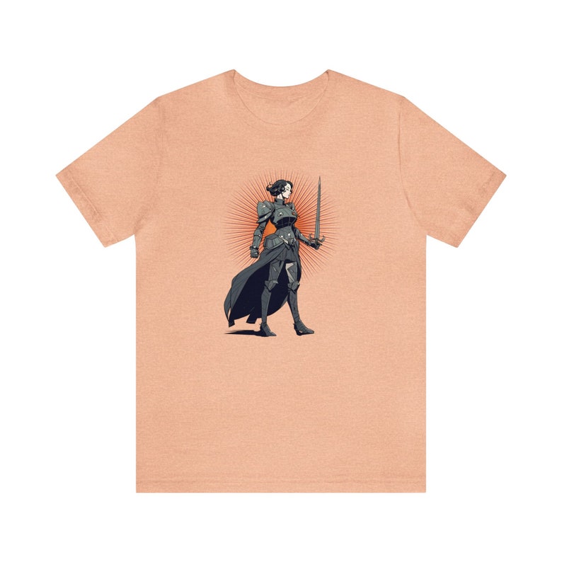 Lady Knight Unisex Tshirt, Cozy Game Night Shirt, Geeky Girl Gift, Dungeon Master Gift, Fantasy Book Fan, Gift for Reader, Comfy Reading Tee Heather Peach