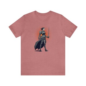 Lady Knight Unisex Tshirt, Cozy Game Night Shirt, Geeky Girl Gift, Dungeon Master Gift, Fantasy Book Fan, Gift for Reader, Comfy Reading Tee Heather Mauve