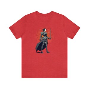 Lady Knight Unisex Tshirt, Cozy Game Night Shirt, Geeky Girl Gift, Dungeon Master Gift, Fantasy Book Fan, Gift for Reader, Comfy Reading Tee Heather Red