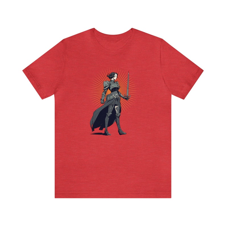 Lady Knight Unisex Tshirt, Cozy Game Night Shirt, Geeky Girl Gift, Dungeon Master Gift, Fantasy Book Fan, Gift for Reader, Comfy Reading Tee Heather Red