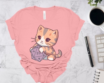 Adorable Kitty Dice, Dungeons and Dragons Gift, DnD Shirt, Kitty Cat Game Night, Cute Unisex Cozy Role Playing Game TShirt, Gift for Gamer