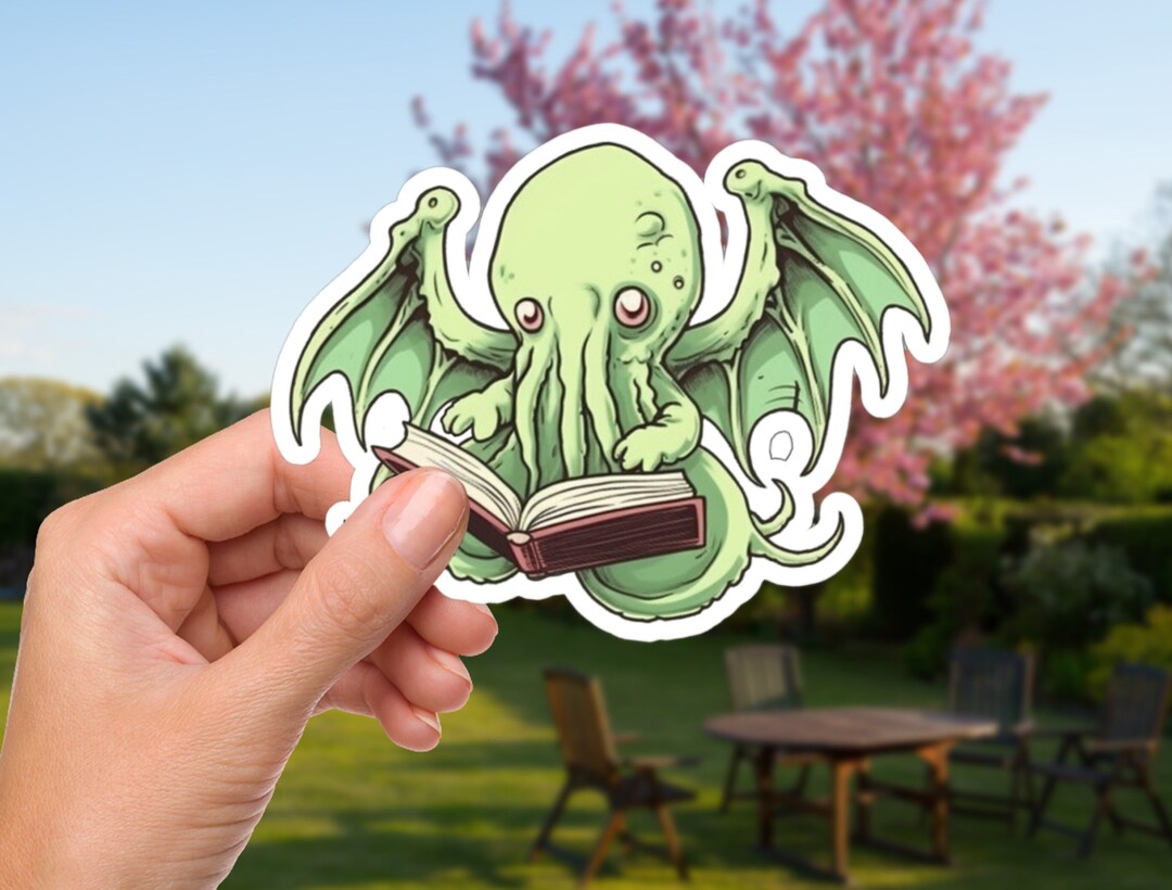 Call of Cthulhu Reading Sticker, Monster Lover Sticker, HP Lovecraft Fan Gift, Victorian Horror