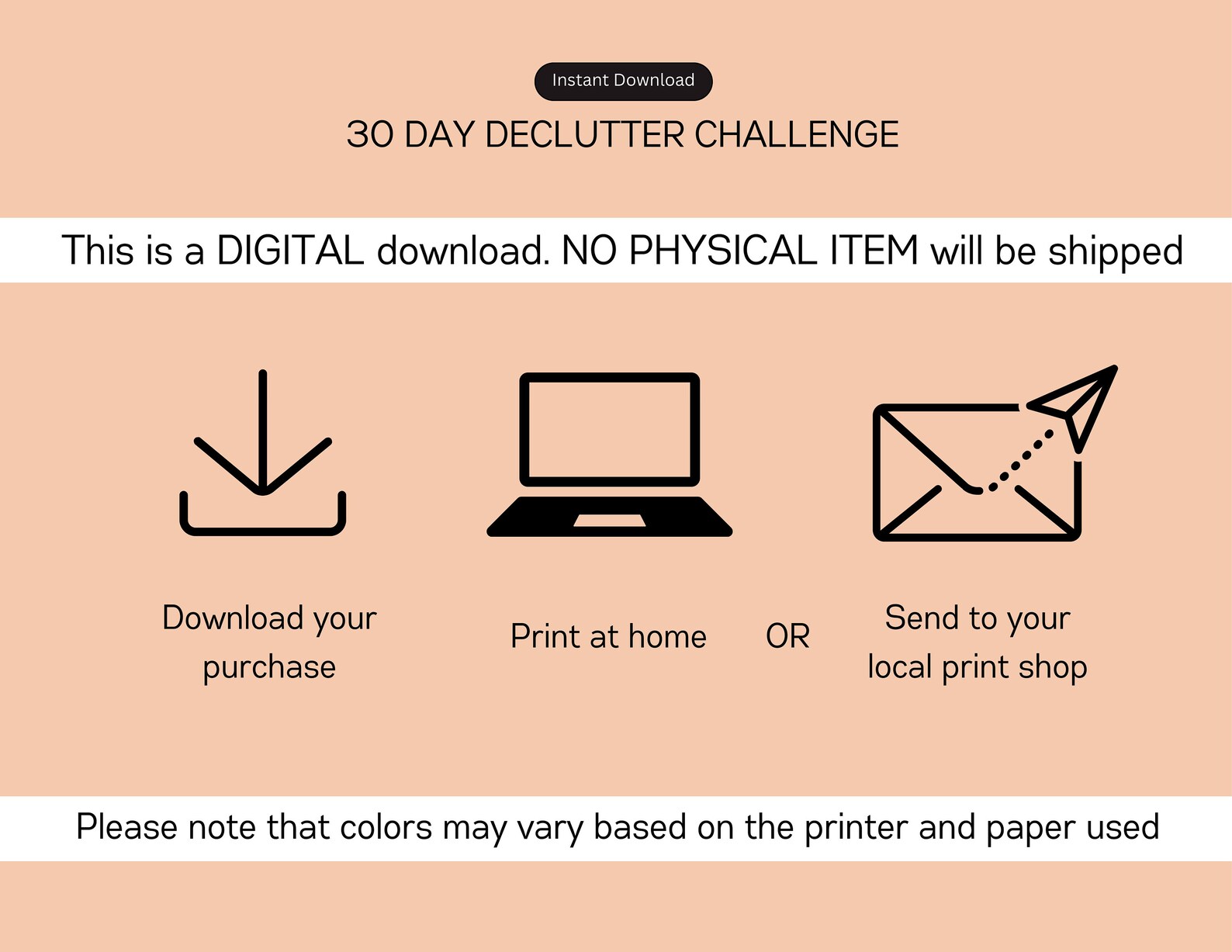 30 Day Declutter Challenge, Home Declutter Planner, Spring Clean
