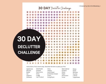 Sfida di decluttering di 30 giorni: pianificatore di decluttering per la casa (download digitale)