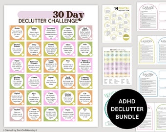 Pacchetto di decluttering per l&#39;ADHD: sfida di 30 giorni, checklist (download digitale)
