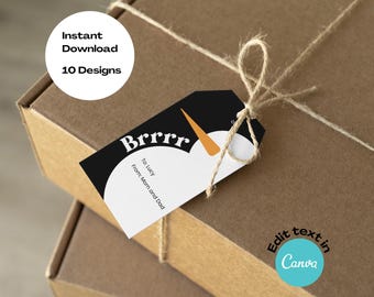 Modern Christmas Gift Tags, Editable Holiday Bag Tags (Digital Download)