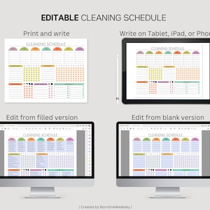 EDITABLE Cleaning Planner, Cleaning Checklist, Schedule, ADHD Cleaning Planner, Household Chores Chart, Digital Download PDF, Colorful image 4