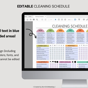 Editable Cleaning Planner: Checklist & Schedule (Digital Download PDF) image 5