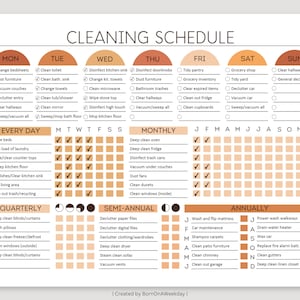 EDITABLE Cleaning Planner, Cleaning Checklist, Printable Schedule, ADHD Cleaning Planner, Household Chores Chart, Digital Download PDF, Boho