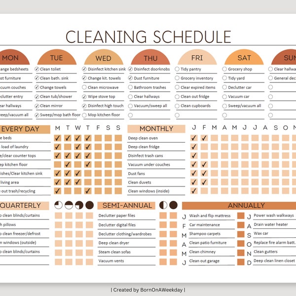 Editable Cleaning Planner: Boho Chore Chart (Digital Download PDF)
