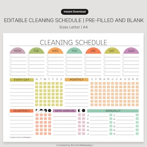 Editable Cleaning Planner: Checklist & Schedule (Digital Download PDF) image 2