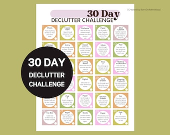 Sfida di decluttering di 30 giorni stampabile: checklist per l&#39;organizzazione della casa (PDF)