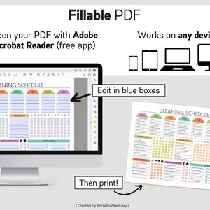 Editable Cleaning Planner: Checklist & Schedule (Digital Download PDF) image 3
