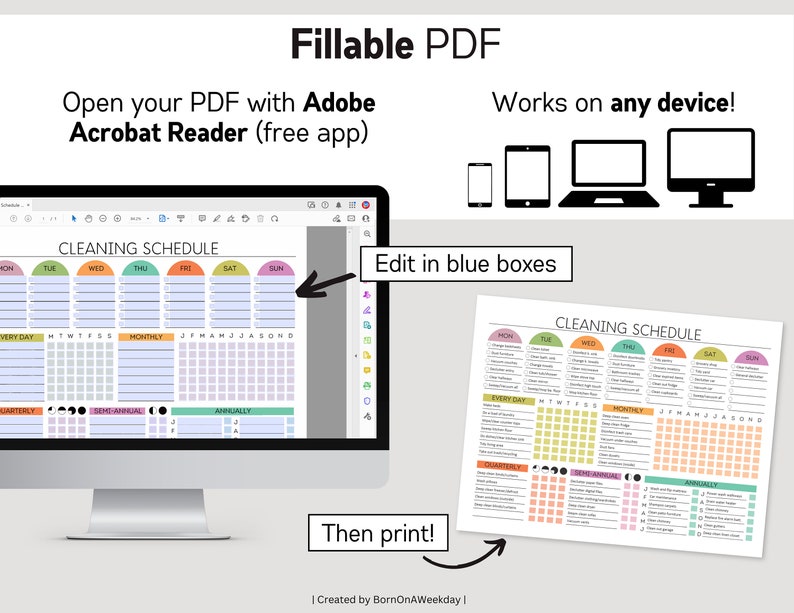 Editable Cleaning Planner: Checklist & Schedule (Digital Download PDF) image 3