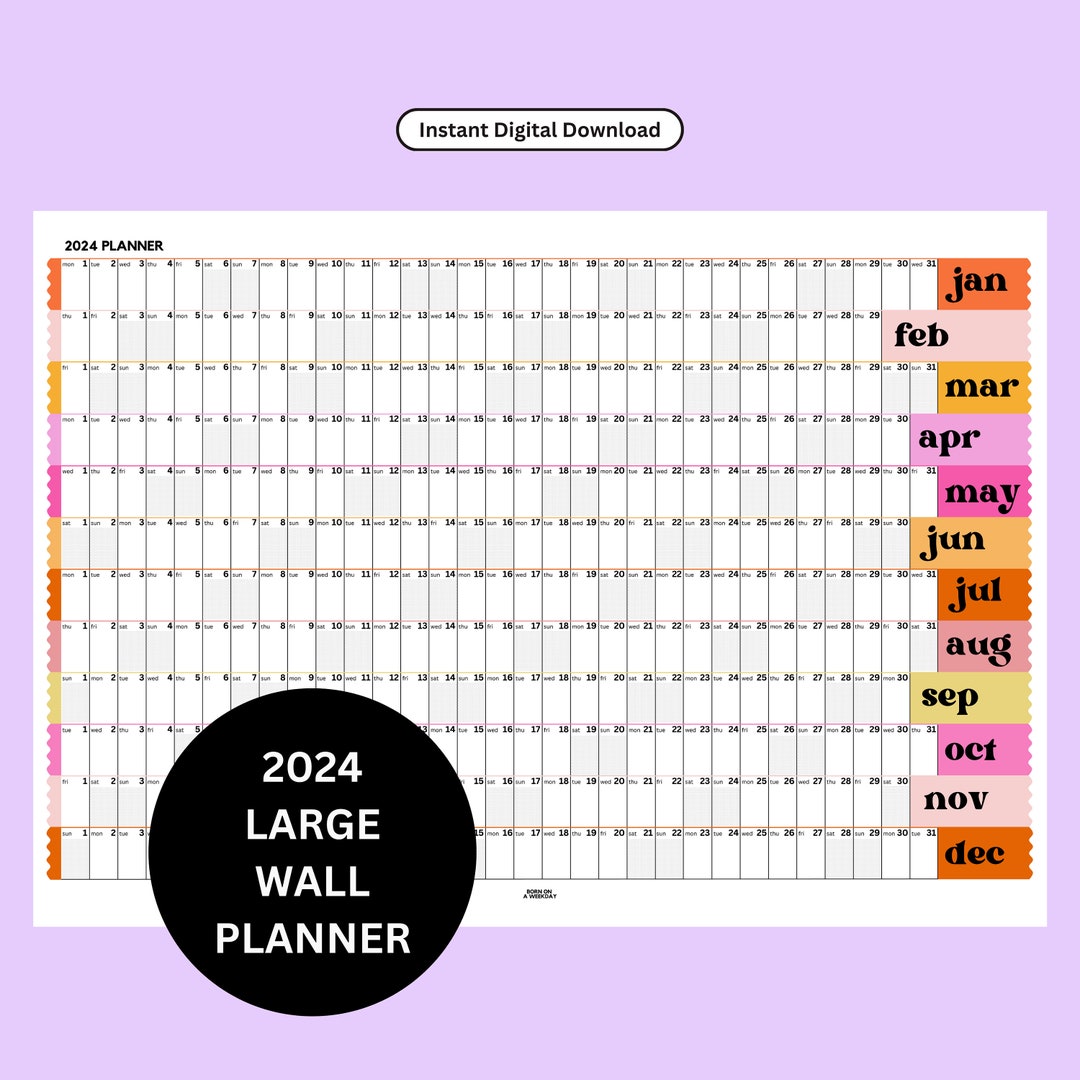 PRINTABLE 2024 Wall Planner 2024 Wall Planner Large Wall Etsy Australia