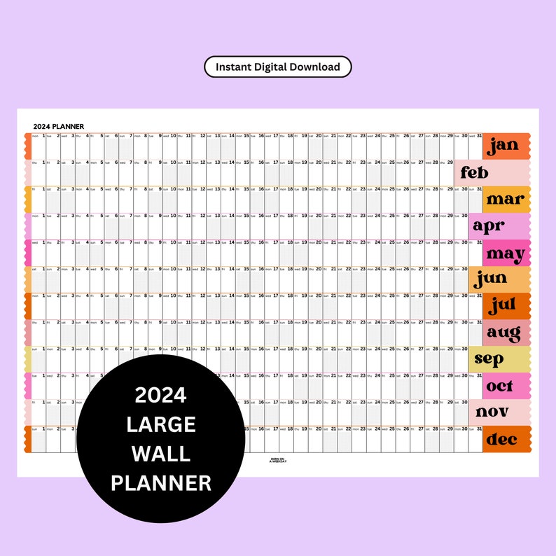 PRINTABLE 2024 Wall Planner 2024 Wall Planner Large Wall Etsy Australia