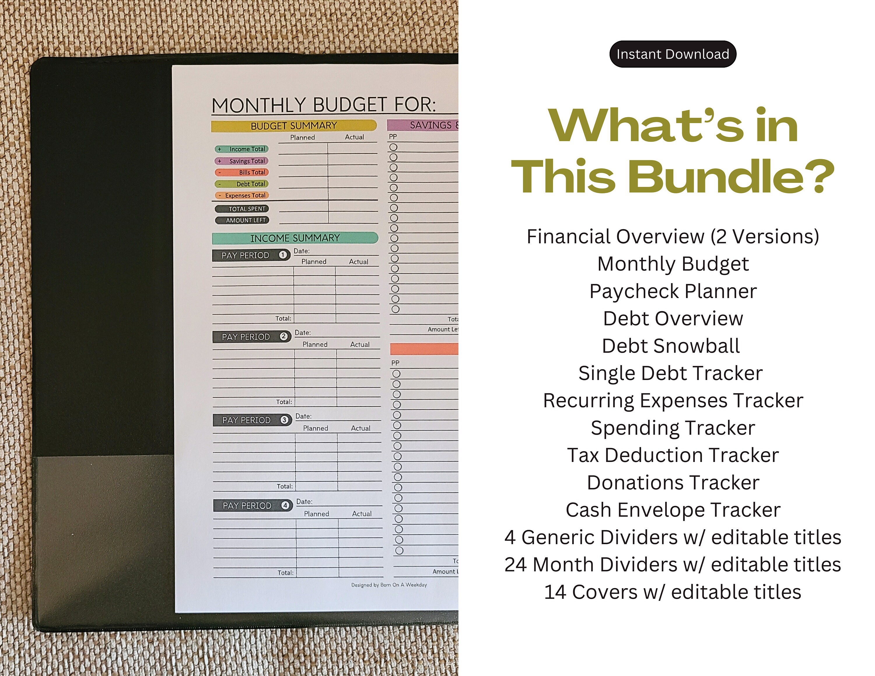 Printable Budget Planner Bundle: Modern Finance Tracker (PDF) - Etsy