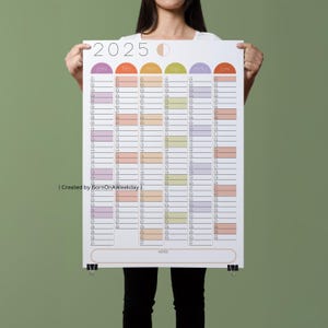 2025 Half Year Wall Calendar, Dated Yearly Wall Planner, Large Wall Calendar, Printable Digital Download, Family Wall Calendar, Colorful