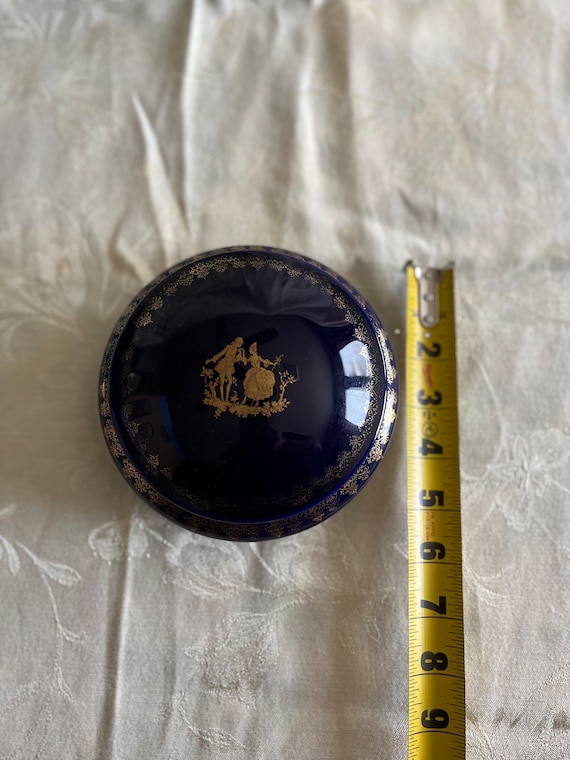 Limoges blue cobalt porcelain trinket bowl lover s