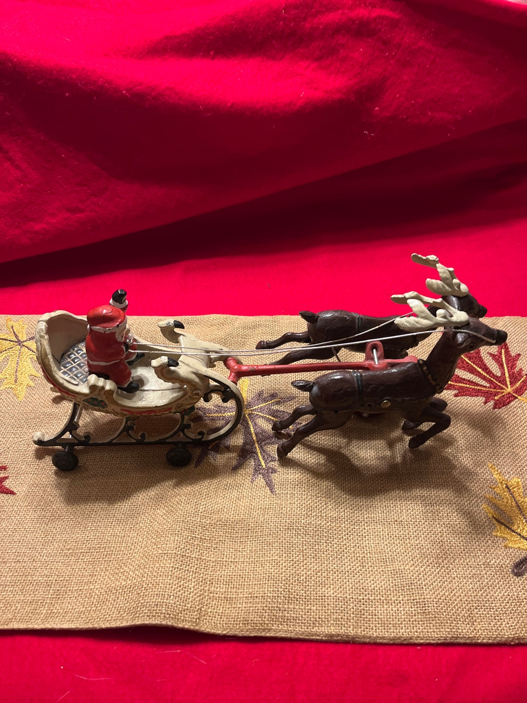 Vintage Cast Iron Santa on Sleighitem93 Etsy