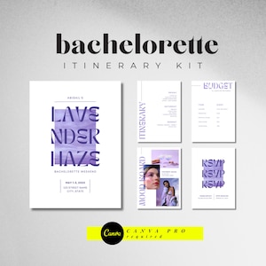 Lavender Haze Bachelorette Party Lite Itinerary Kit | Editable Template | Digital Download