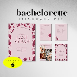 Wine-Themed Bachelorette Itinerary Kit | Editable Template | Digital Invitation