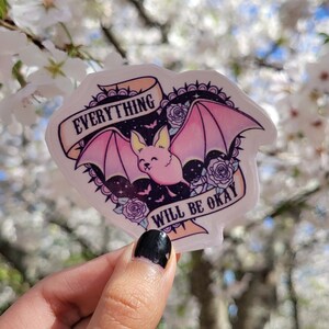 pastel goth sticker bat cute sticker kawaii halloween sticker creepy emo sticker motivational pink heart roses mental health sticker gift