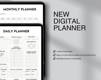Digitaler Planer ADHS Planer Undatierter Planer für 2023-2025: Digitaler Planer, GoodNotes Planner, Notability Planner, Täglich Wöchentlich Monatlich