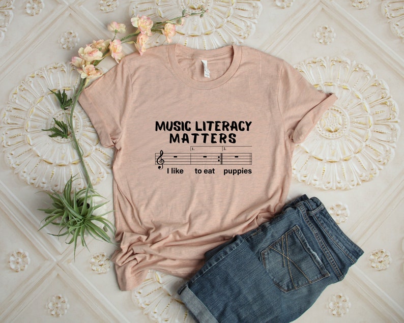 Music Literacy Matters I Like To Eat Puppies Shirt, Shirts For Musician, Gift For Music Lover,Music Teacher Shirt,Trend Shirt,Musician Shirt image 7