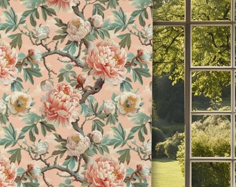 Vintage Peony Print Window Curtains | Blackout Curtains | Floral Drapes | Cottage Core Floral Curtains | Bedroom Curtains,