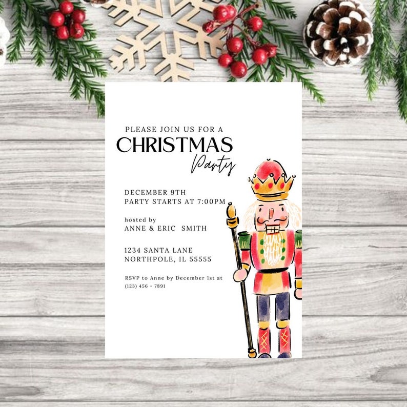 Nutcracker Holiday Party Invitation Template Etsy