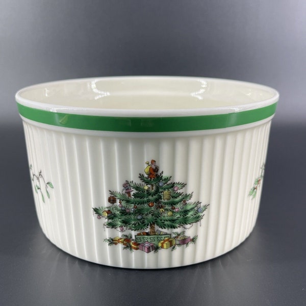 Vtg Spode Christmas Tree 7” Souffle 3 Pint Casserole Holiday Baking Dish