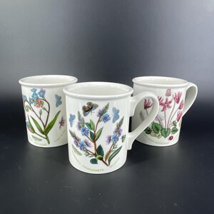 Trio Portmeirion Botanischer Garten 9,5 Unzen Frühstück Tassen England Schmetterling Blume