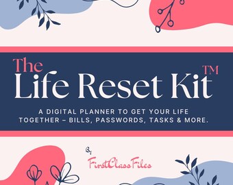 Das LifeReset Kit™ | ästhetik Lebensplaner PDF | Organizer | Bill Tracker, Passwort-Tracker, Printable für das Life Office + mehr