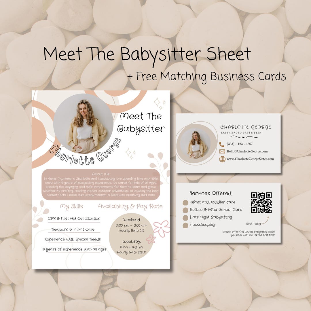 Meet the Babysitter Template, Babysitter Resume, Babysitter Flyer - Etsy