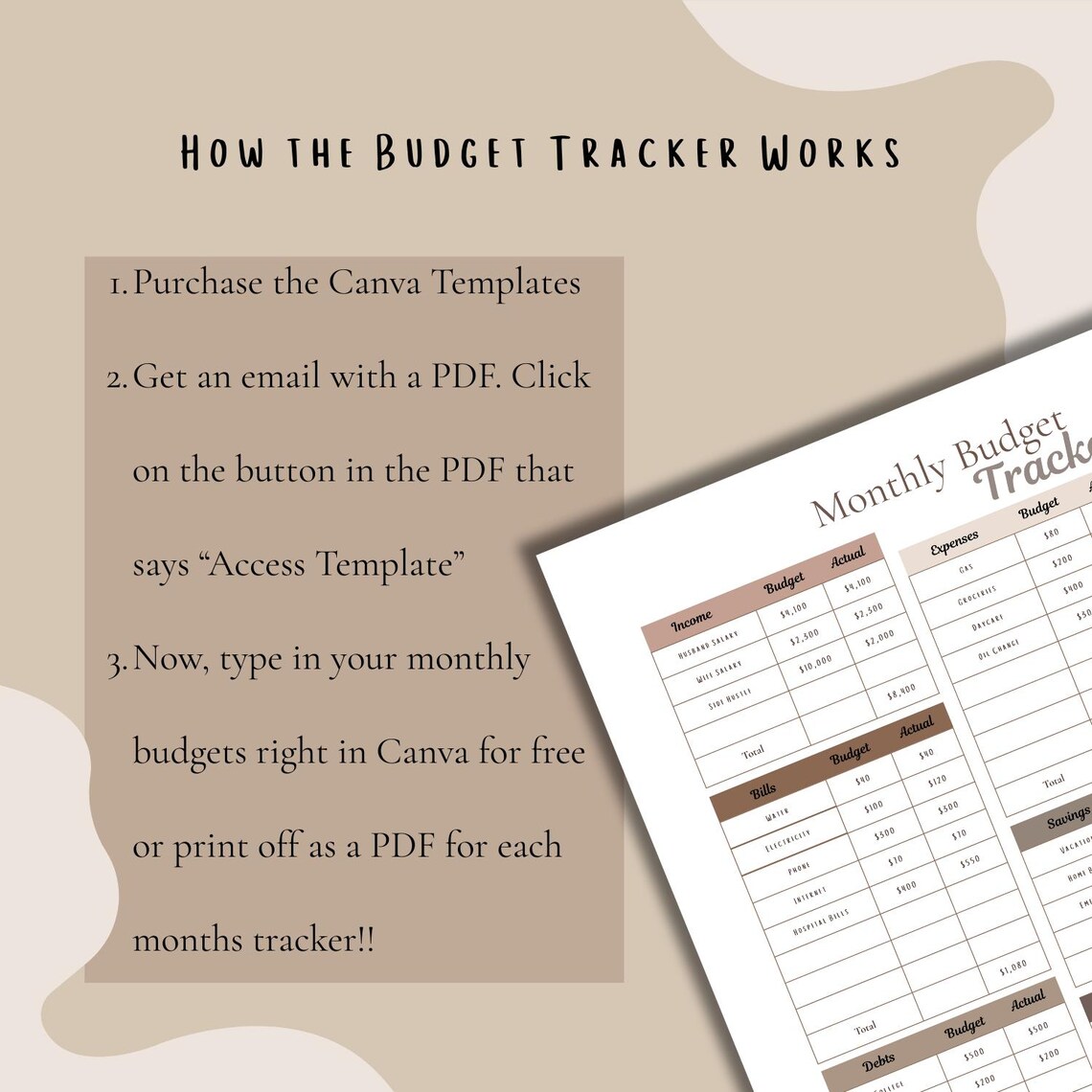 Budget Tracker, Simple Printable Budget Tracker, Savings Tracker ...