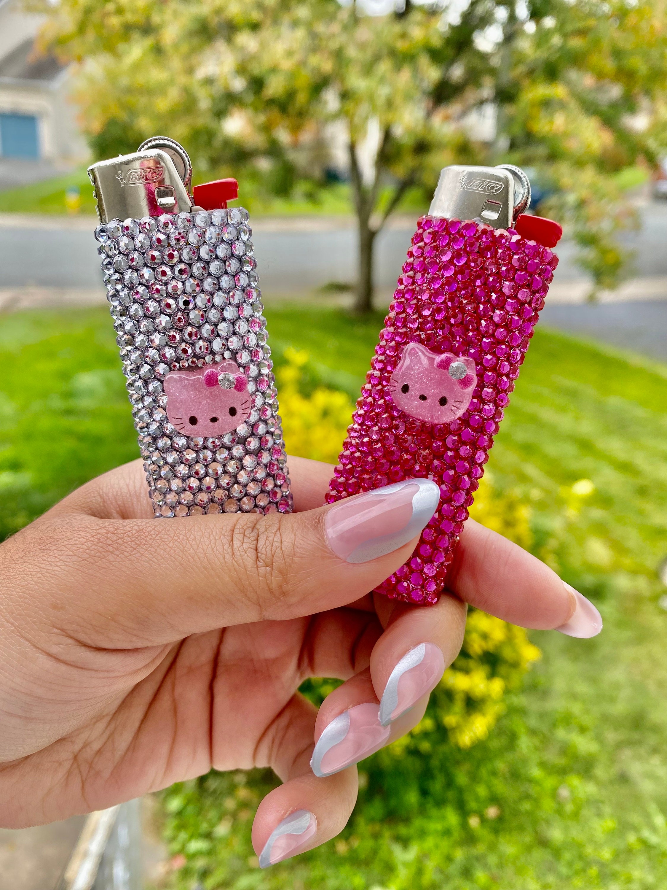 Hello kitty pink glitter bic lighter cute custom lighter -  France